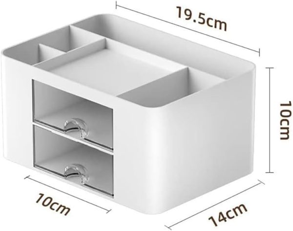 Creative & Simple 7-Grid Desk Organiser with Drawer, Multifunctional Pen Holder for School, Office, Home (Black)