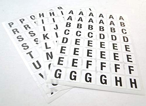 144 Sticky Letter Alphabet Labels A to Z, White with Black Letters, Self Adhesive