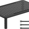 Adjustable Monitor Stand, Ergonomic Metal Riser with 3 Height Levels (100/120/140mm), Ventilated Mesh Surface, 20 kg Max Load, Cable Management, Laptop & Computer Monitor Riser