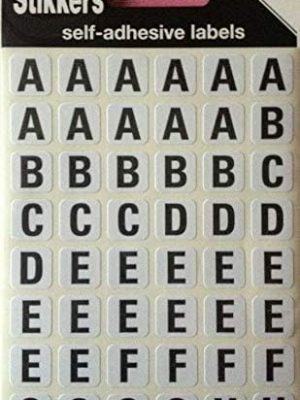 144 Sticky Letter Alphabet Labels A to Z, White with Black Letters, Self Adhesive