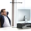 2 Tier Wooden Monitor Stand, 420mm Wide, 142mm Height, 30kg Load, with Cable Management, Phone Holder, Black