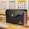 26 Folders A4 Document Organiser, 34 x 25 x 4 cm, PP with Flap & Elastic Closure, Includes Labels