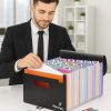 26 Folders A4 Document Organiser, 34 x 25 x 4 cm, PP with Flap & Elastic Closure, Includes Labels