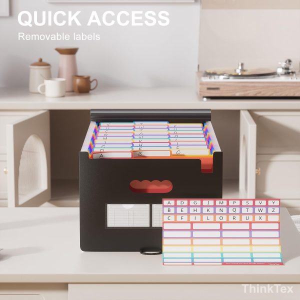 26 Pockets Expanding File Folder, A-Z Colorful Tabs, Monthly Bill Organizer, Large Capacity, Letter/A4 Size