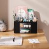 Creative & Simple 7-Grid Desk Organiser with Drawer, Multifunctional Pen Holder for School, Office, Home (Black)