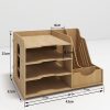 4-Tier Wood Desk Organizer Letter Tray, A4 Paper Sorter, Magazine File Holder with Vertical/Horizontal Storage Box