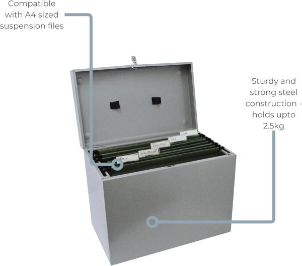 61Y3-JTv-OL._AC_SL1500_ A4 Steel File Storage Box with 5 Suspension Files – Document Organiser for Home & Office