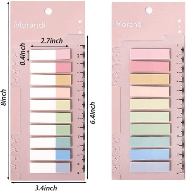 600 Pieces Sticky Note Tabs with Ruler, 3 Pack Writable & Repositionable File Flags for Reading Notes, Notebooks, Books, File Classification