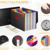 24-Pocket Expanding File Organiser Box, A4 Concertina Folder with Tabs for Documents, Receipts & Paperwork