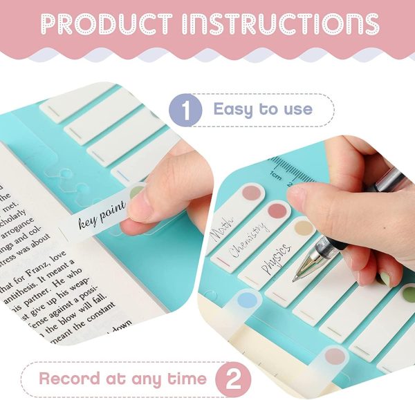 600 Pieces Sticky Note Tabs with Ruler, 3 Pack Writable & Repositionable File Flags for Reading Notes, Notebooks, Books, File Classification