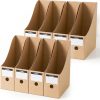8 Pack Kraft Magazine File Holder, A4 Cardboard Desk Organiser with Label Slots for Document Storage