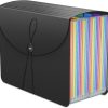 24-Pocket Expanding File Organiser Box, A4 Concertina Folder with Tabs for Documents, Receipts & Paperwork