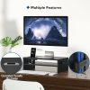 2 Tier Wooden Monitor Stand, 420mm Wide, 142mm Height, 30kg Load, with Cable Management, Phone Holder, Black