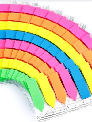 71S1COaFScL._AC_SL1500_ 12 Pack Neon Index Flags, 1920 Pcs Multicolour Sticky Page Markers, Rectangle & Arrow Colour Tabs, Translucent Sticker Note Flags with 12 cm Ruler