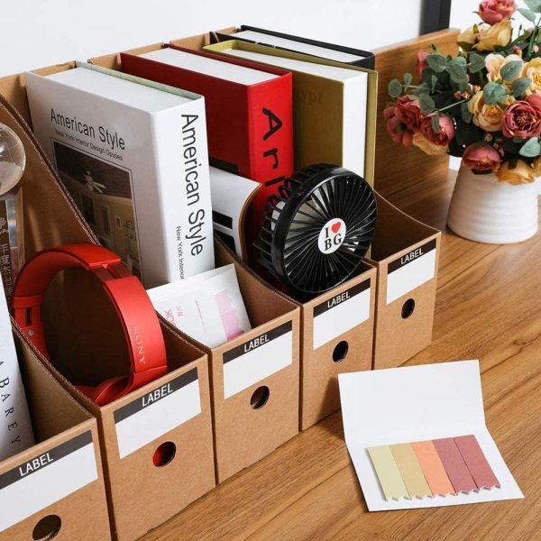 8 Pack Kraft Magazine File Holder, A4 Cardboard Desk Organiser with Label Slots for Document Storage