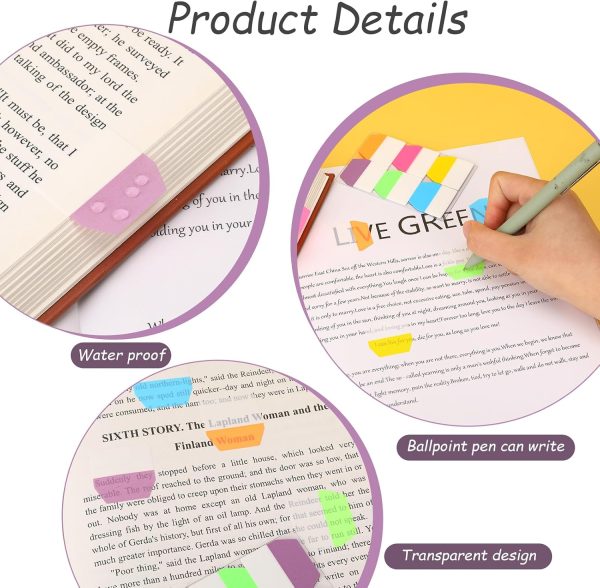 600 PCS Sticky Index Tabs, Writable Transparent Book Tabs, Medium File Tabs, Page Markers, Office School Supplies