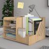 4-Tier Wood Desk Organizer Letter Tray, A4 Paper Sorter, Magazine File Holder with Vertical/Horizontal Storage Box