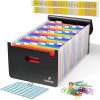 26 Folders A4 Document Organiser, 34 x 25 x 4 cm, PP with Flap & Elastic Closure, Includes Labels