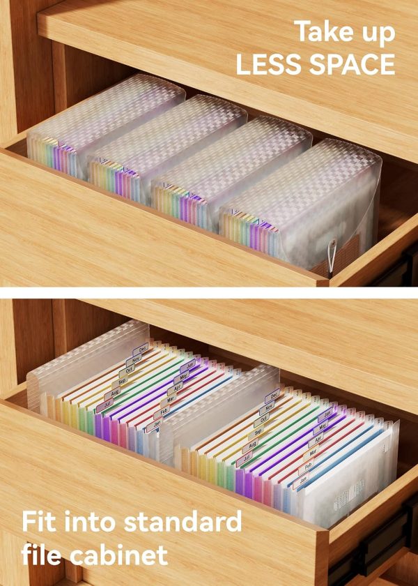 A4 Expanding File Organiser with Grid Pattern, 13 Pockets, Expandable Document Filling Box, Accordion Desk Folder, Portable Rainbow File Wallet, Plastic Bill Storage Bag
