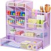 Mesh Desk Organizer, Stationery Organizer, Multifunctional Pen Holder with Desktop Storage Drawer