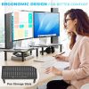Adjustable Monitor Stand, Ergonomic Metal Riser with 3 Height Levels (100/120/140mm), Ventilated Mesh Surface, 20 kg Max Load, Cable Management, Laptop & Computer Monitor Riser