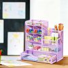 Mesh Desk Organizer, Stationery Organizer, Multifunctional Pen Holder with Desktop Storage Drawer