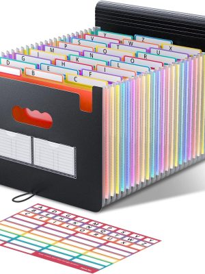 26 Pockets Expanding File Folder, A-Z Colorful Tabs, Monthly Bill Organizer, Large Capacity, Letter/A4 Size