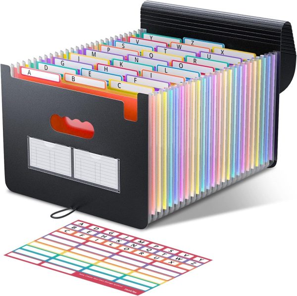 26 Pockets Expanding File Folder, A-Z Colorful Tabs, Monthly Bill Organizer, Large Capacity, Letter/A4 Size