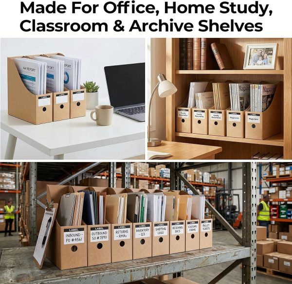 8 Pack Kraft Magazine File Holder, A4 Cardboard Desk Organiser with Label Slots for Document Storage