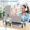 Adjustable Monitor Stand, Ergonomic Metal Riser with 3 Height Levels (100/120/140mm), Ventilated Mesh Surface, 20 kg Max Load, Cable Management, Laptop & Computer Monitor Riser