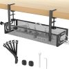 Under Desk Cable Management Tray, Non-Drilling Cable Basket, Screw-Free Wire Organizer Clip